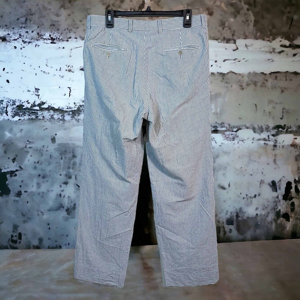 Saks Fifth Ave size 14 women's trousers pants silk/cotton pinstriped classic - Picture 3 of 9